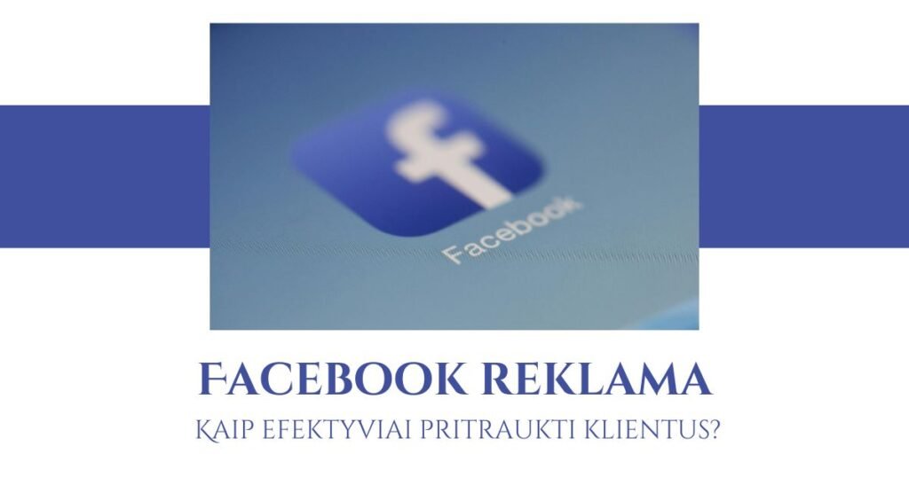 Facebook programėlės ikona su tekstu apie reklamą ir klientų pritraukimą.